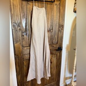Banana Republic Tan Striped Linen Blend Strapless Dress